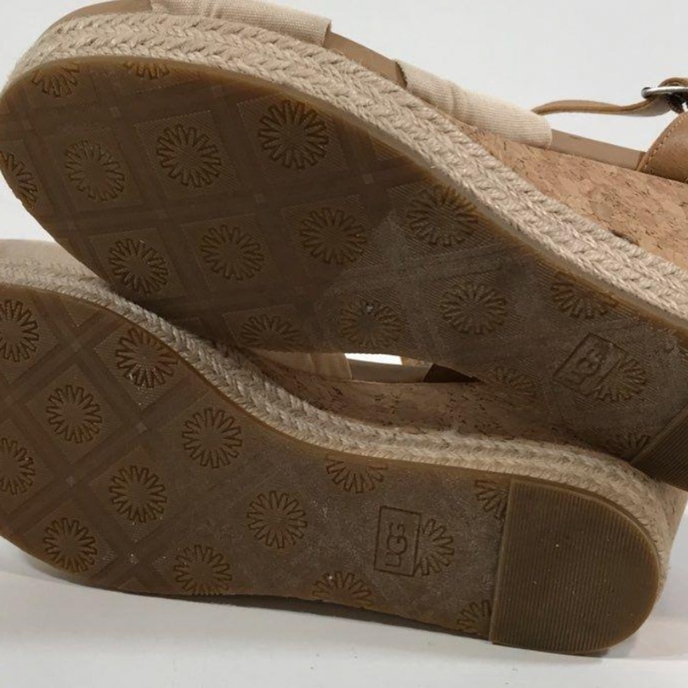 Women’s UGG Joslyn Tan/Cream Espadrille Wedges with Bow Detail Sandals Size 9 - Picture 6 of 6